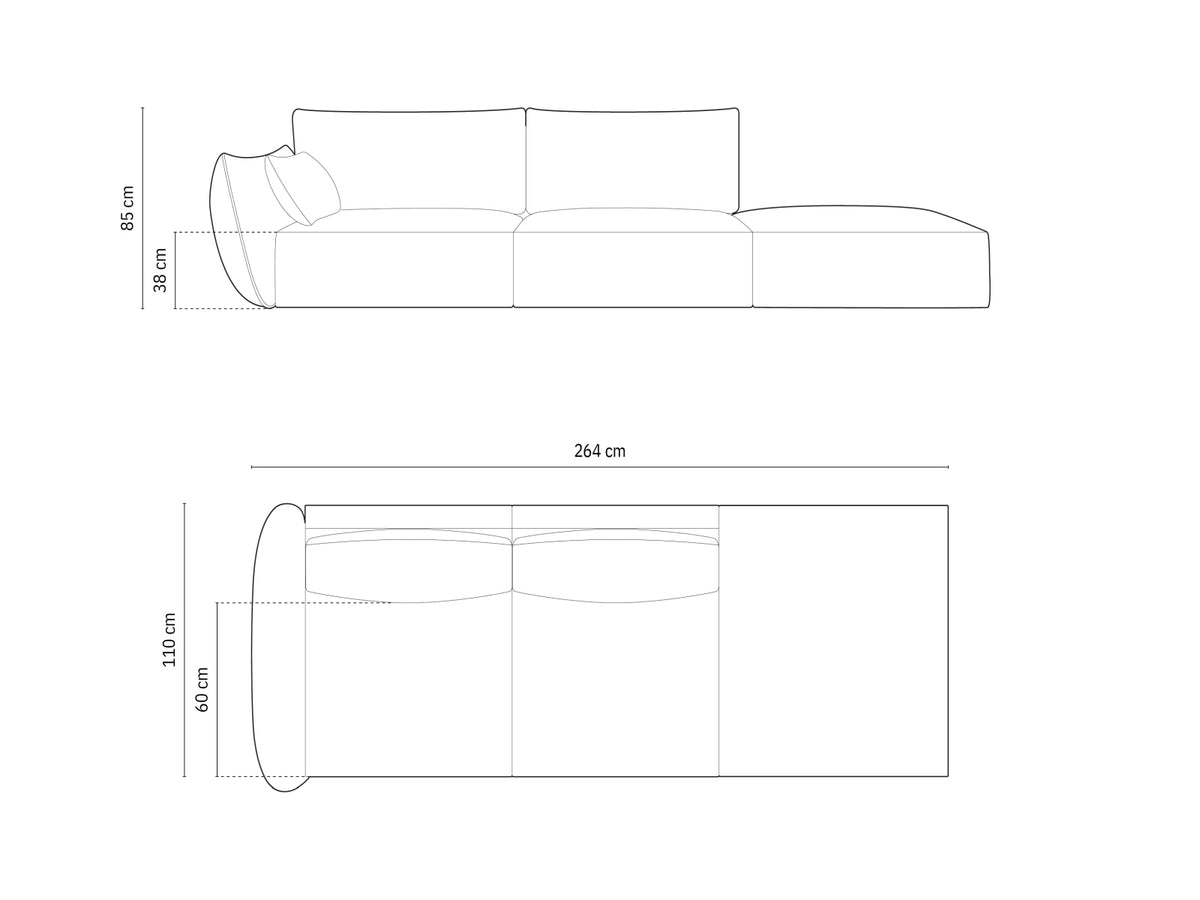 Kaelle Sofa rechts 4 Sitzer in Dark Grey-Over The Horizon präsentiert im Onlineshop von KAQTU Design AG. L-Sofa rechts ist von Micadoni