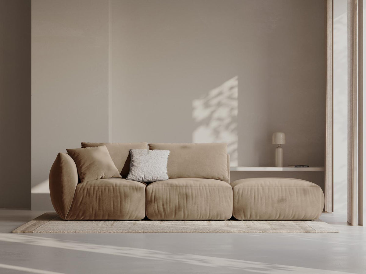 Chris Velour Modular Sofa rechts 3 Sitzer in Sand-Casino präsentiert im Onlineshop von KAQTU Design AG. 3er Sofa ist von Micadoni