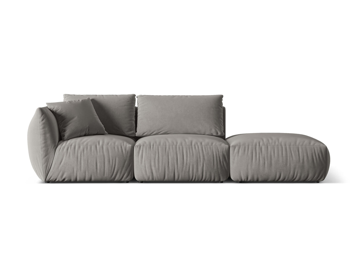 Chris Velour Modular Sofa rechts 3 Sitzer in Grey-Casino präsentiert im Onlineshop von KAQTU Design AG. 3er Sofa ist von Micadoni