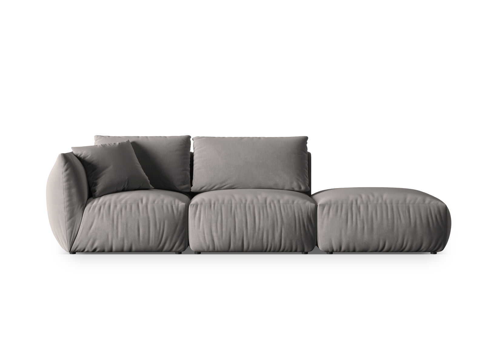 Chris Velour Modular Sofa rechts 3 Sitzer in Grey-Casino präsentiert im Onlineshop von KAQTU Design AG. 3er Sofa ist von Micadoni