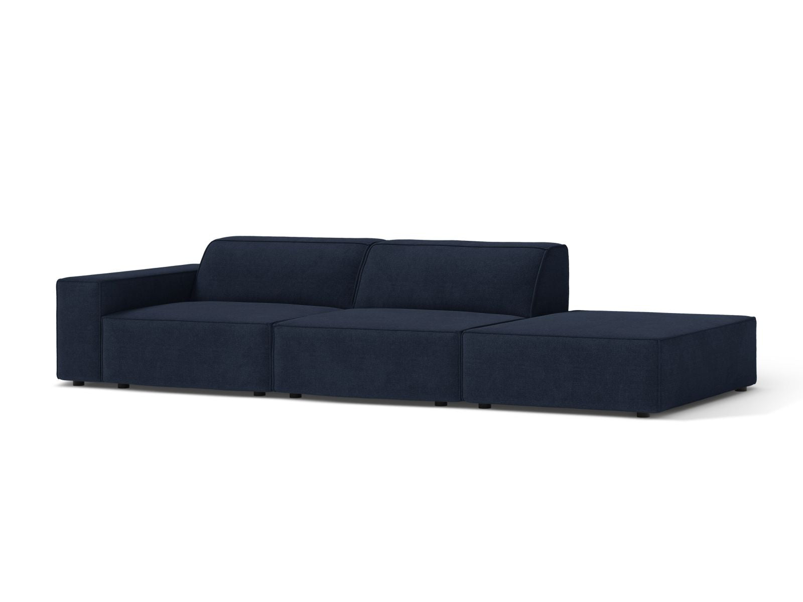 Elegantes 3-Sitzer Sofa Jodie in Navy Blue, ideal für moderne Wohnräume, präsentiert von Micadoni im KAQTU Onlineshop.