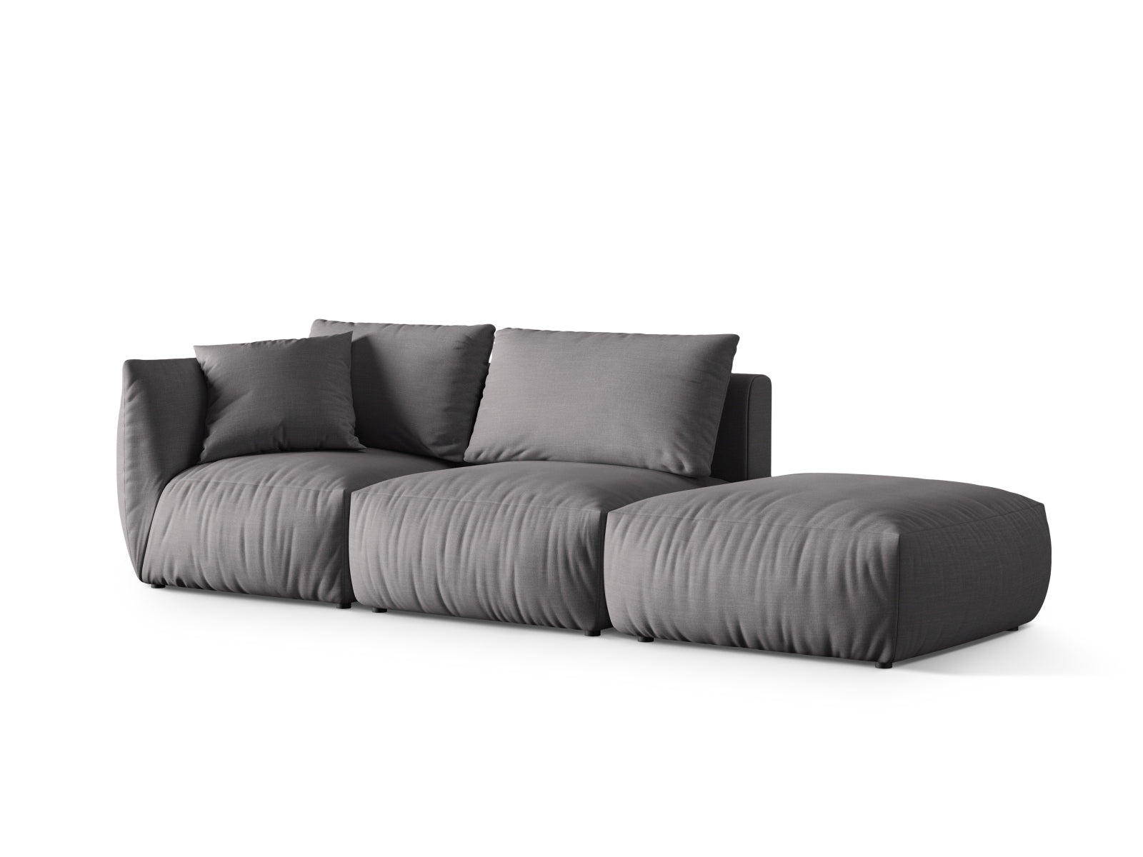 Modernes Chris Modular Sofa in sanften Sandtönen, 3-Sitzer mit rechter Armlehne, perfekt für gemütliche und stilvolle Wohnambiente.