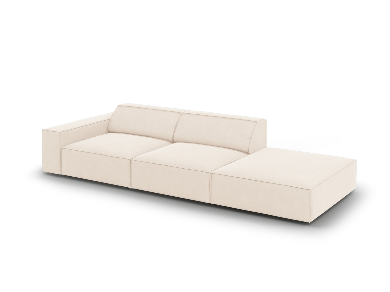 Jodie Velour modulares Sofa rechts 3 Sitzer in Light Beige präsentiert im Onlineshop von KAQTU Design AG. L-Sofa rechts ist von Micadoni