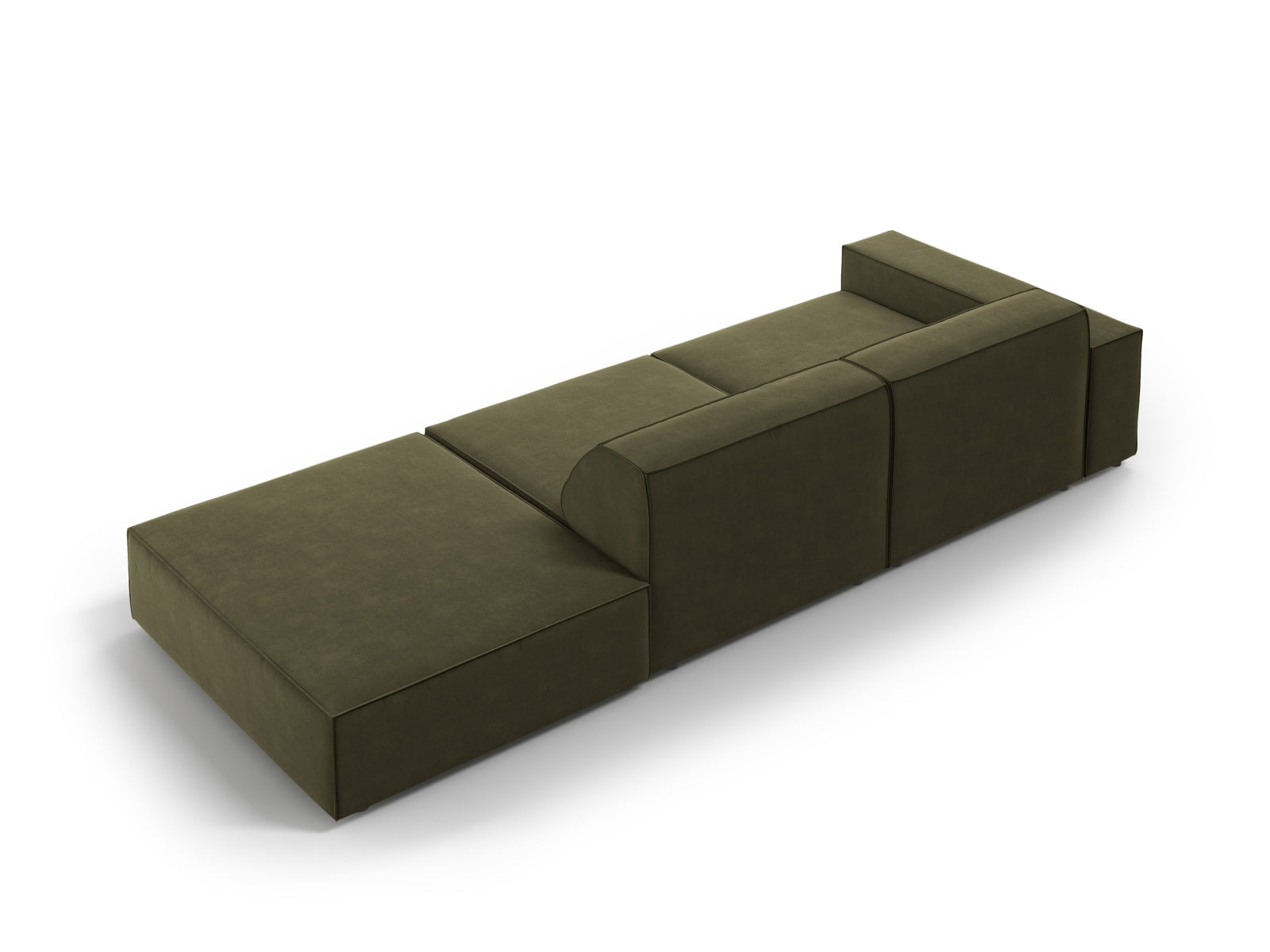 Jodie Velour modulares Sofa rechts 3 Sitzer in Green präsentiert im Onlineshop von KAQTU Design AG. L-Sofa rechts ist von Micadoni
