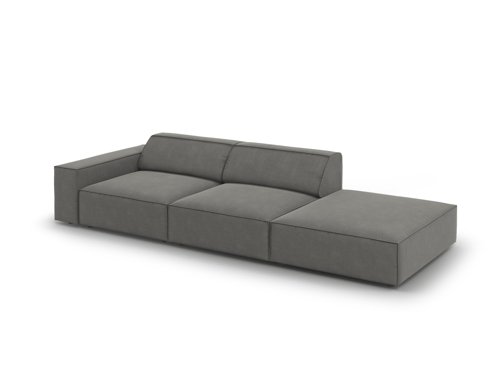 Jodie Velour modulares Sofa rechts 3 Sitzer in Light Grey präsentiert im Onlineshop von KAQTU Design AG. L-Sofa rechts ist von Micadoni