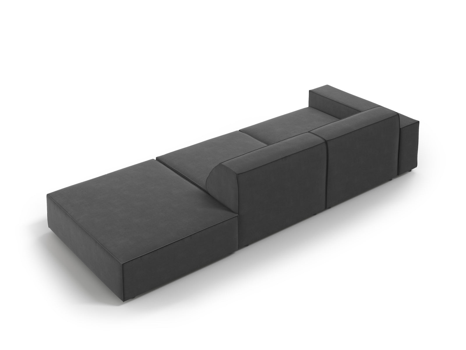 Jodie Velour modulares Sofa rechts 3 Sitzer in Grey präsentiert im Onlineshop von KAQTU Design AG. L-Sofa rechts ist von Micadoni