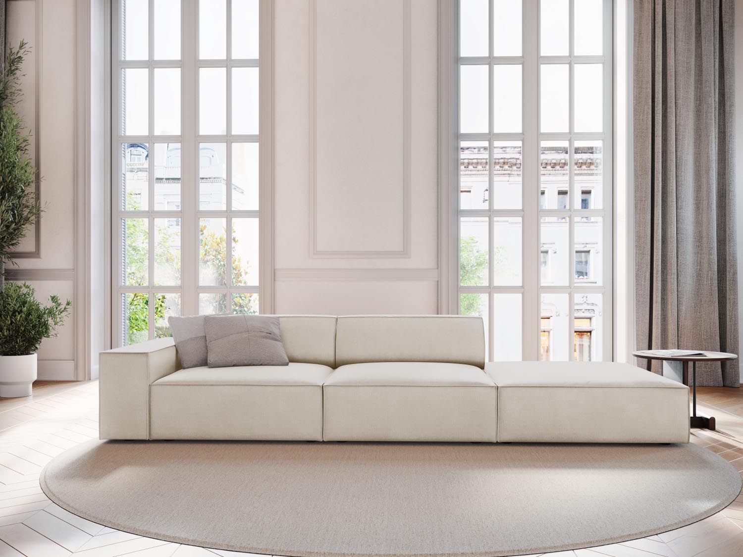 Jodie Velour modulares Sofa rechts 3 Sitzer in Dark Beige präsentiert im Onlineshop von KAQTU Design AG. L-Sofa rechts ist von Micadoni