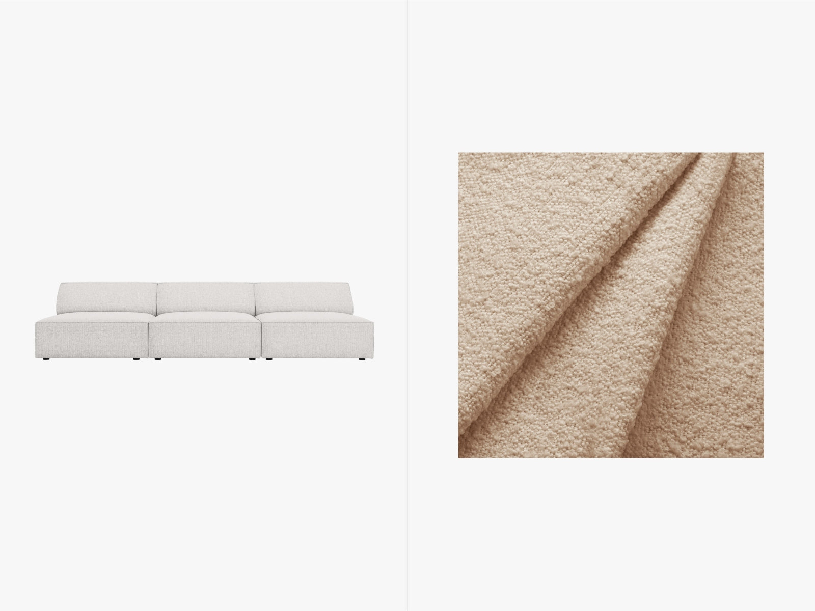 Jodie Boucle modulares Sofa 3 Sitzer in Beige präsentiert im Onlineshop von KAQTU Design AG. 3er Sofa ist von Micadoni