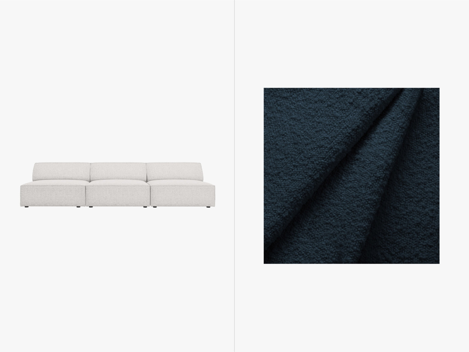 Jodie Boucle modulares Sofa 3 Sitzer in Dark Blue präsentiert im Onlineshop von KAQTU Design AG. 3er Sofa ist von Micadoni