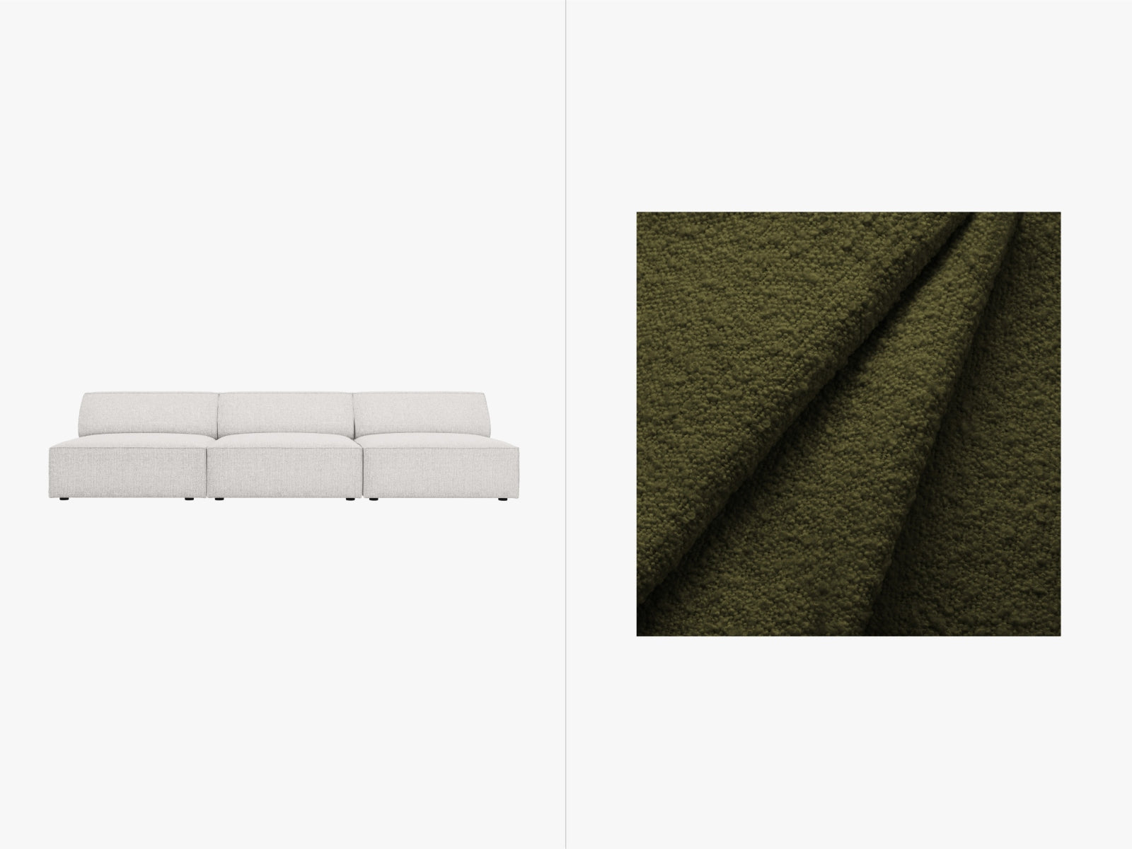 Jodie Boucle modulares Sofa 3 Sitzer in Dark Olive Green präsentiert im Onlineshop von KAQTU Design AG. 3er Sofa ist von Micadoni