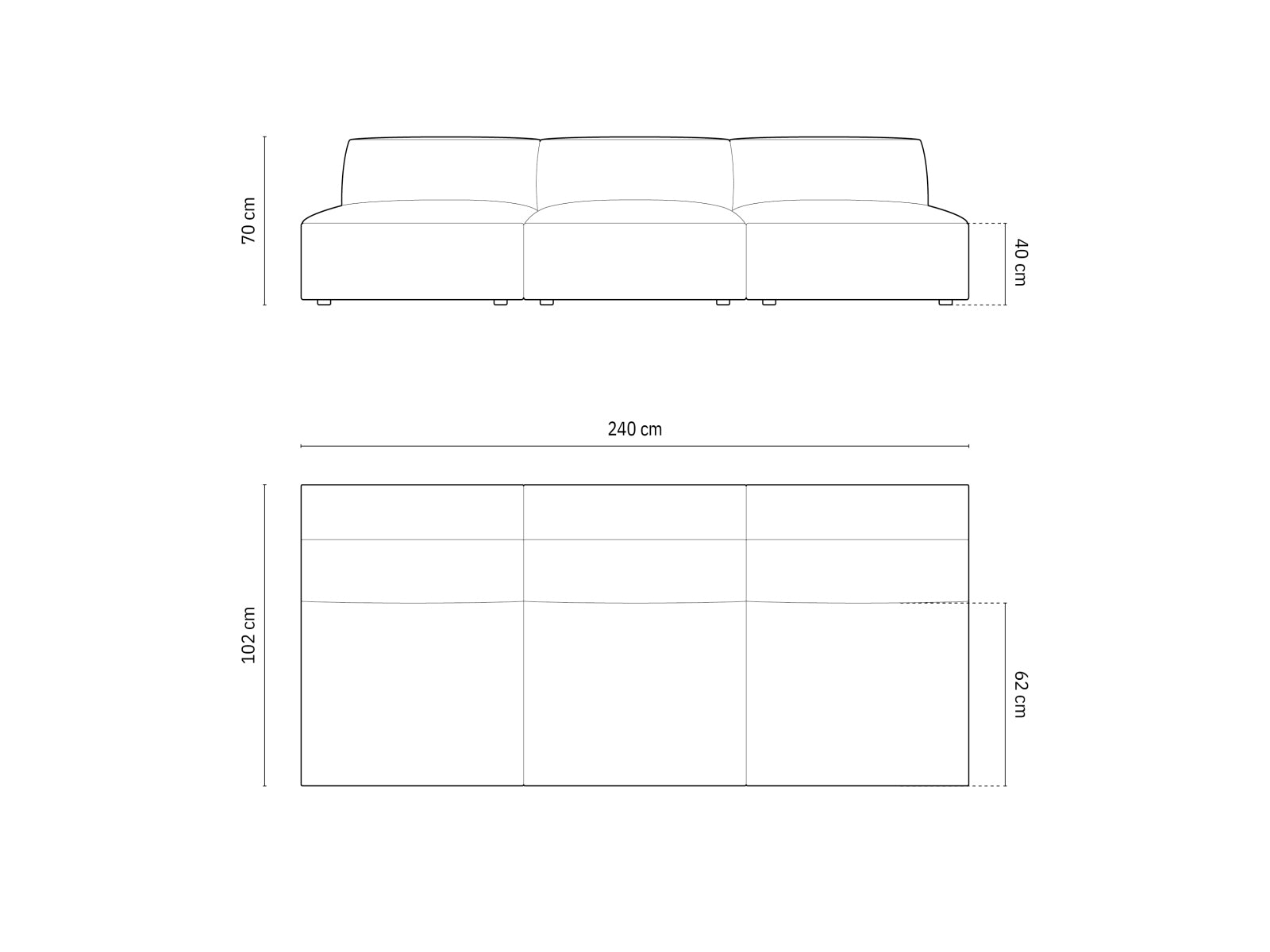 Jodie Boucle modulares Sofa 3 Sitzer in Beige präsentiert im Onlineshop von KAQTU Design AG. 3er Sofa ist von Micadoni
