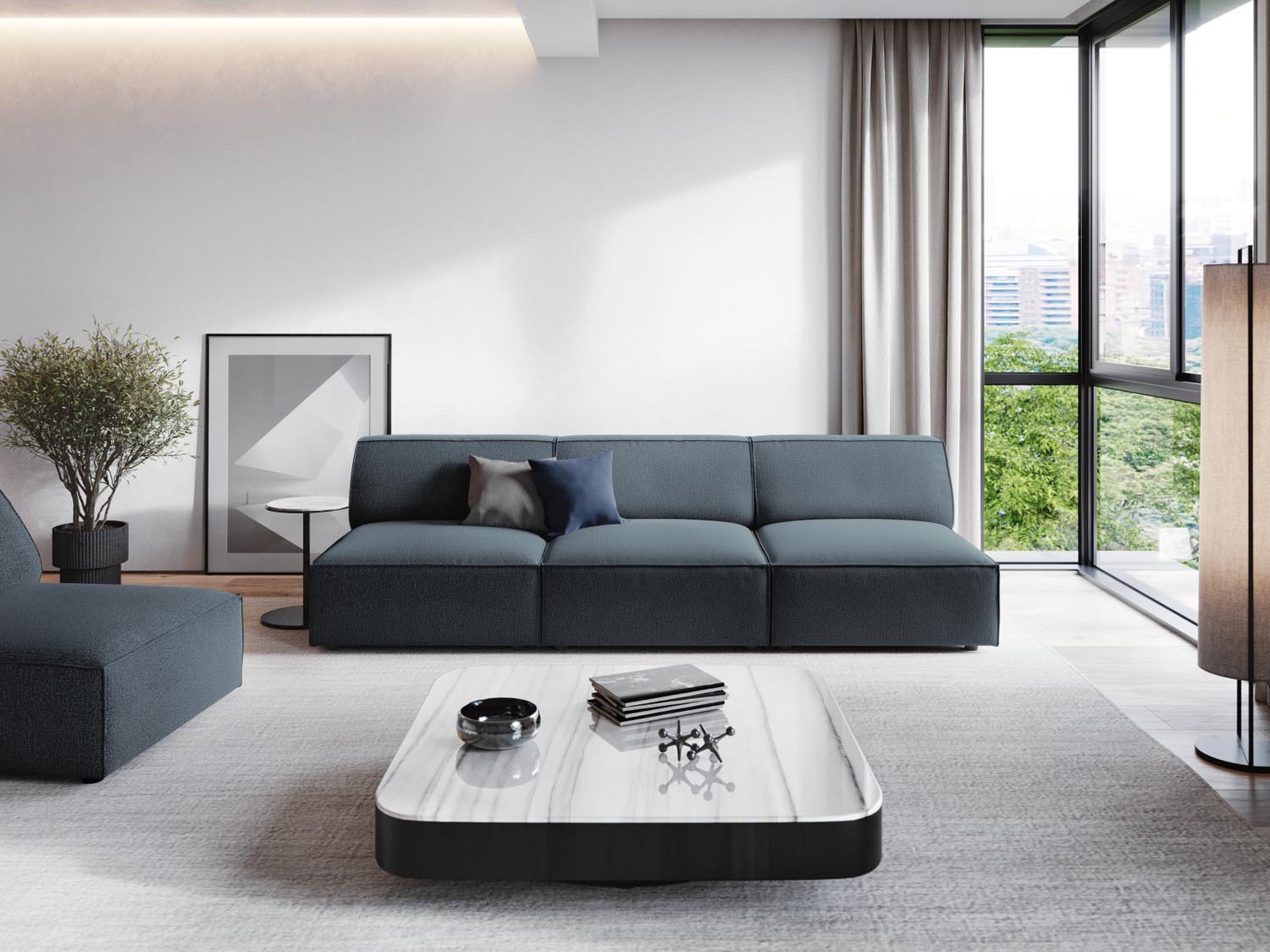 Jodie Modulares Sofa 3 Sitzer in Blue präsentiert im Onlineshop von KAQTU Design AG. 3er Sofa ist von Micadoni