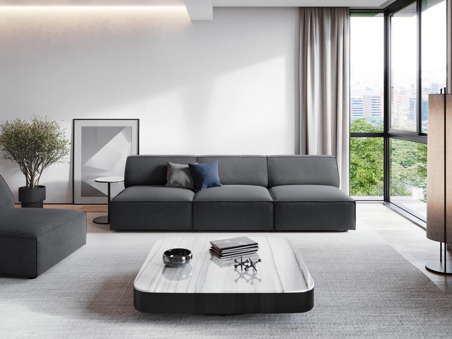Jodie Modulares Sofa 3 Sitzer in Dark Grey präsentiert im Onlineshop von KAQTU Design AG. 3er Sofa ist von Micadoni