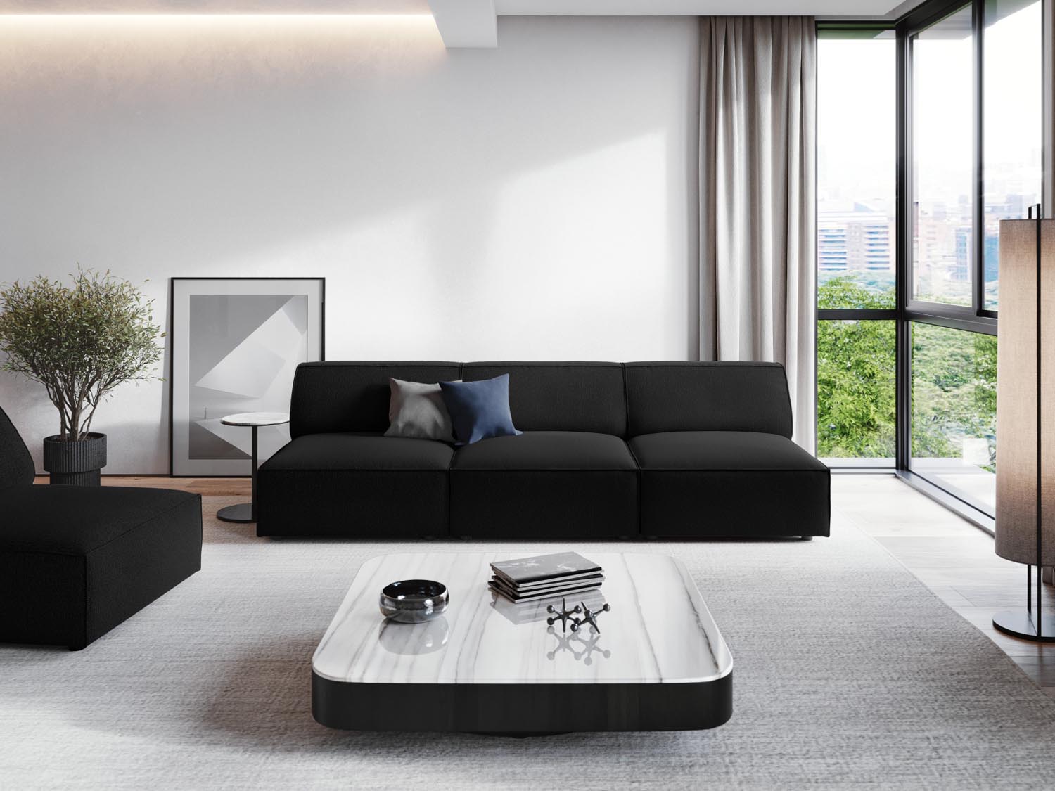 Jodie Modulares Sofa 3 Sitzer in Black präsentiert im Onlineshop von KAQTU Design AG. 3er Sofa ist von Micadoni
