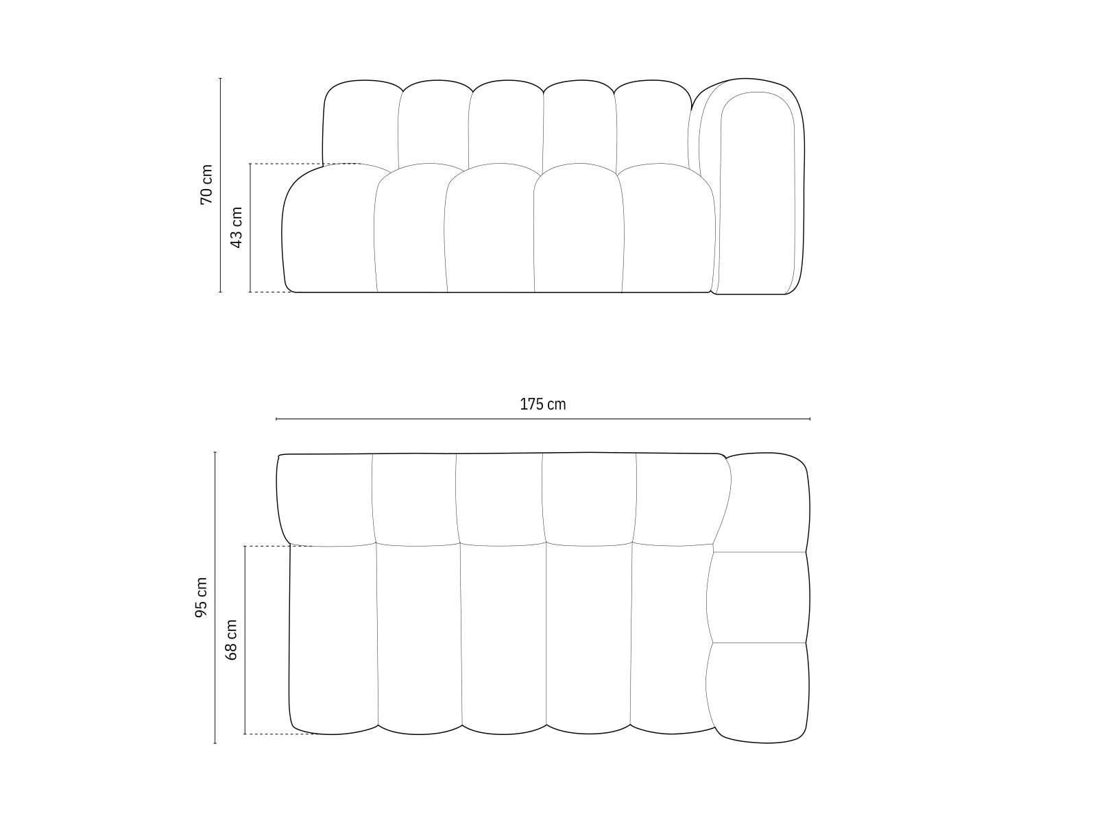 Erleben Sie modernen Komfort mit dem Lupine Boucle rechts Modular Sofa 3 Sitzer von Micadoni. Stilvolles Design trifft auf entspannende Gemütlichkeit.