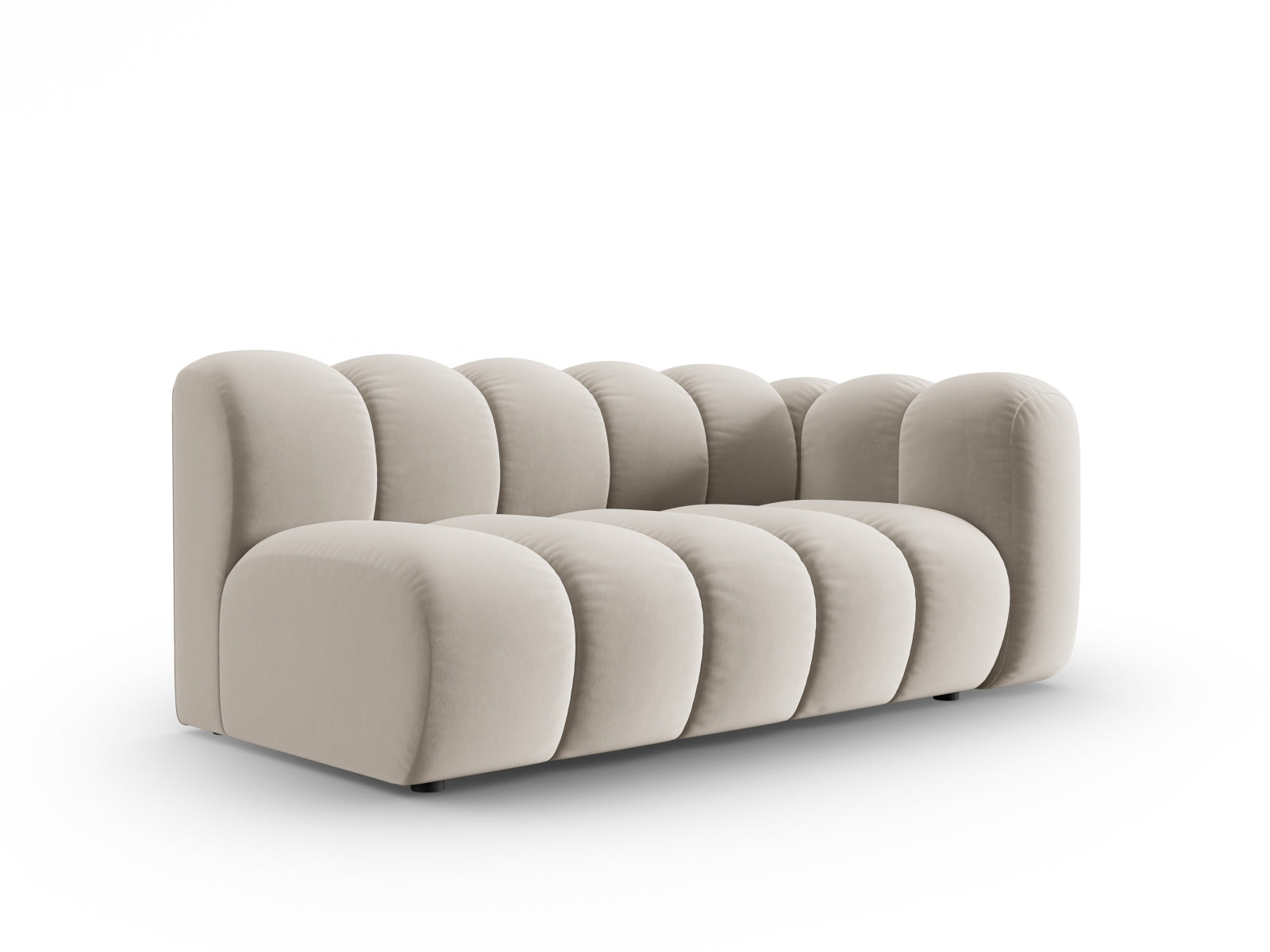 Beige Lupine Velour Modular Sofa, 3-Sitzer, rechts, stilvolles Design von Micadoni, ideal für moderne Wohnräume.