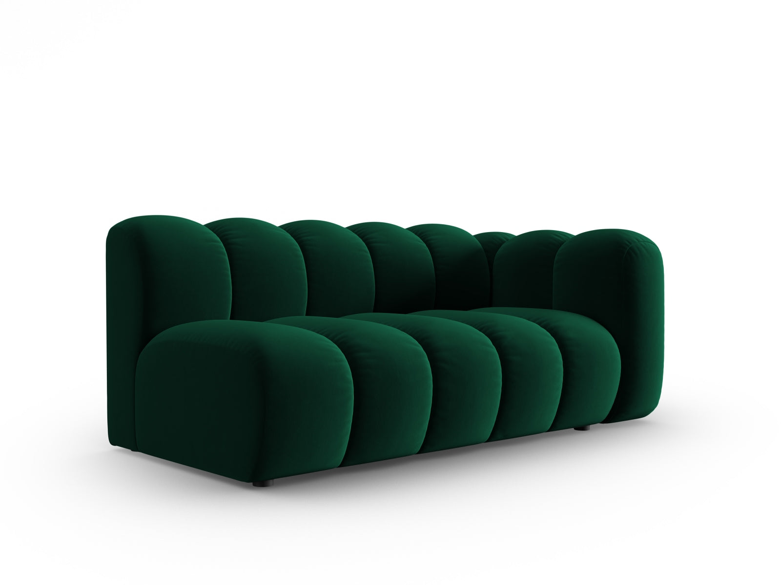 Elegantes Lupine Velour Modular Sofa in Flaschengrün, 3-Sitzer, rechtsseitig, ideal für stilvolle Wohnräume.