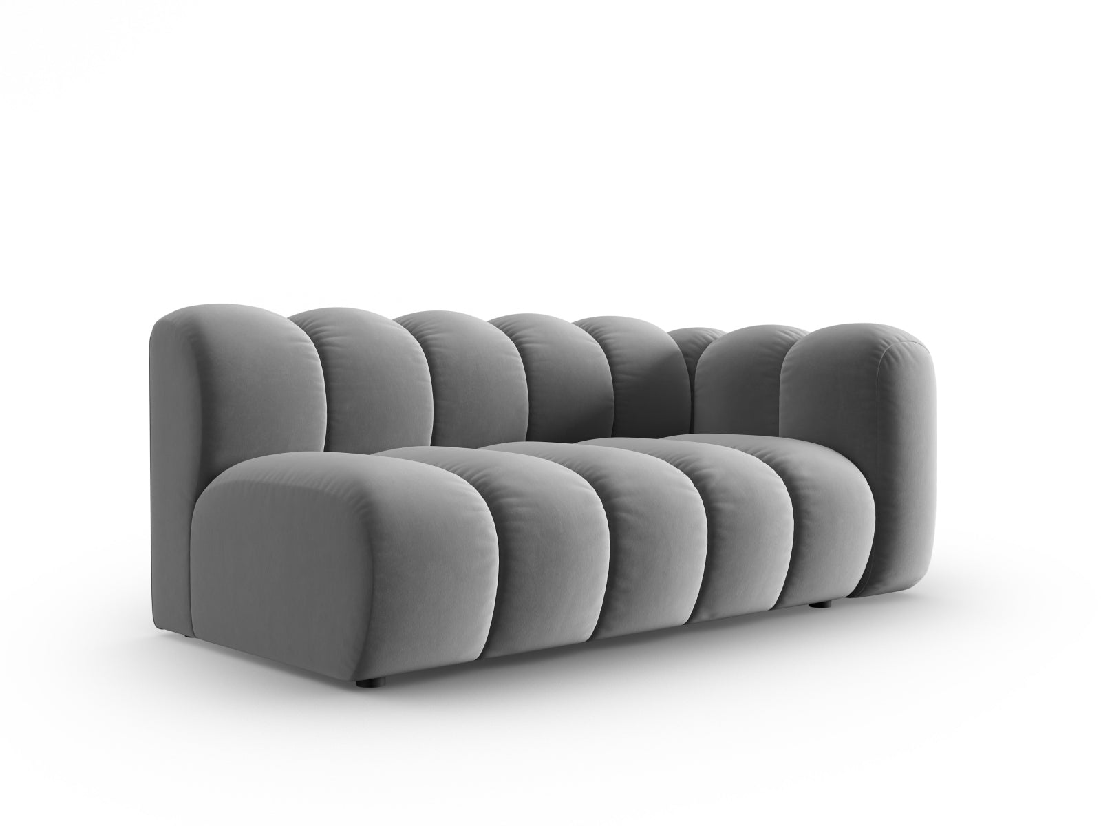 Elegantes Lupine Velour Modular Sofa in Grau, 3-Sitzer, rechtsseitig, ideal für stilvolle Wohnräume, von Micadoni.