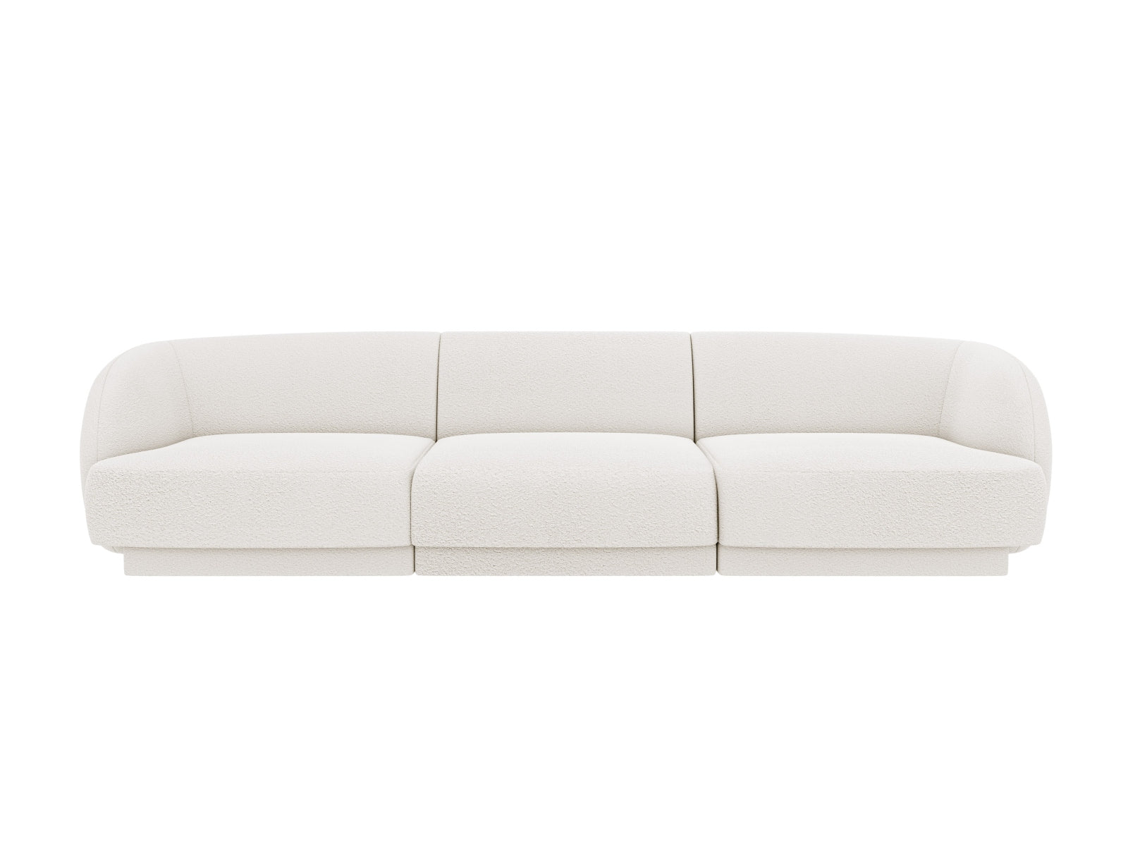 Elegantes Miley Boucle Sofa in Weiß, 3-Sitzer von Micadoni, ideal für stilvolle Wohnräume und gemütliche Abende.