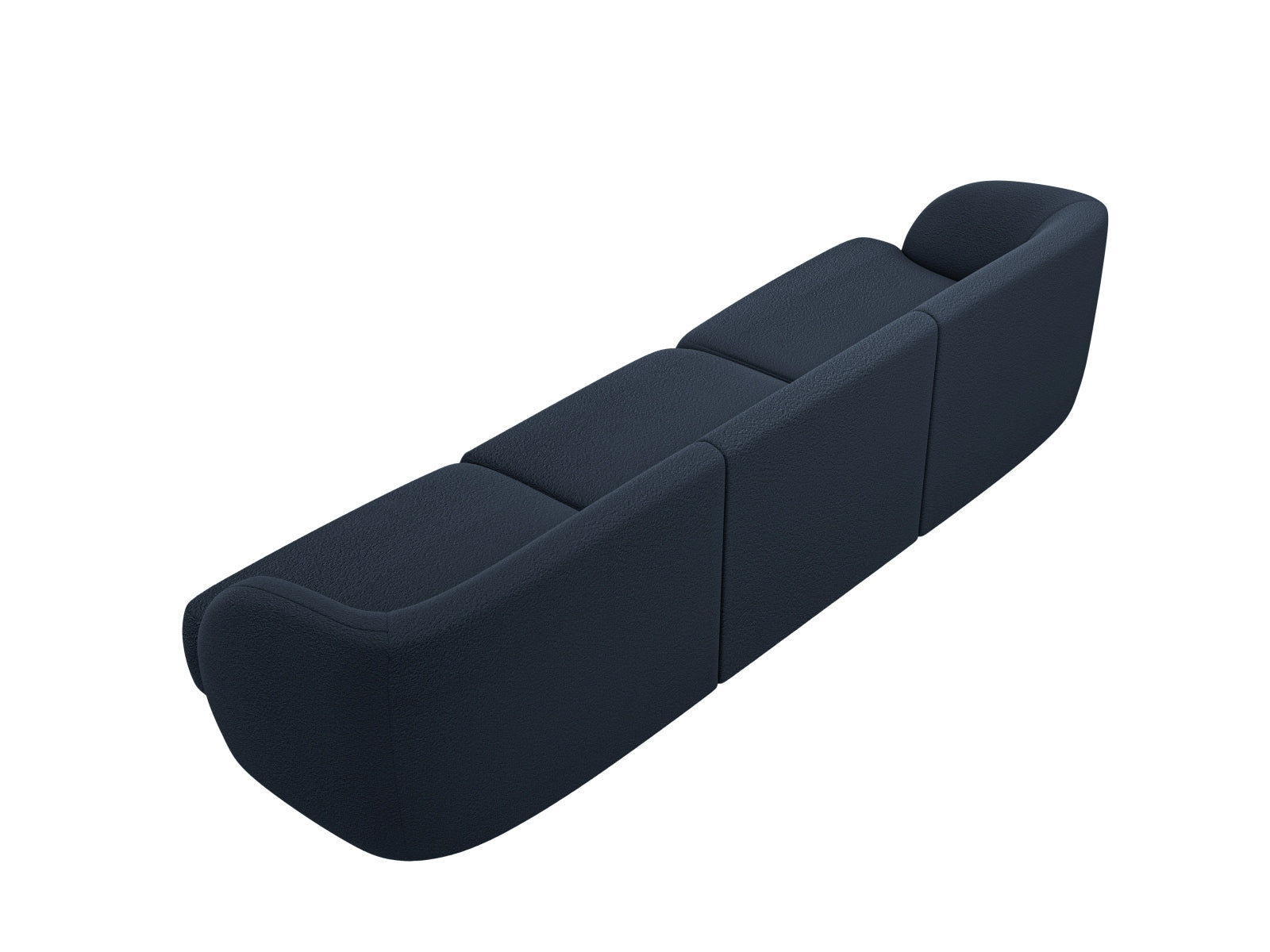 Stilvolles 3-Sitzer Boucle Sofa in tiefem Blau von Micadoni, perfekt für moderne Wohnzimmer und entspannte Stunden.