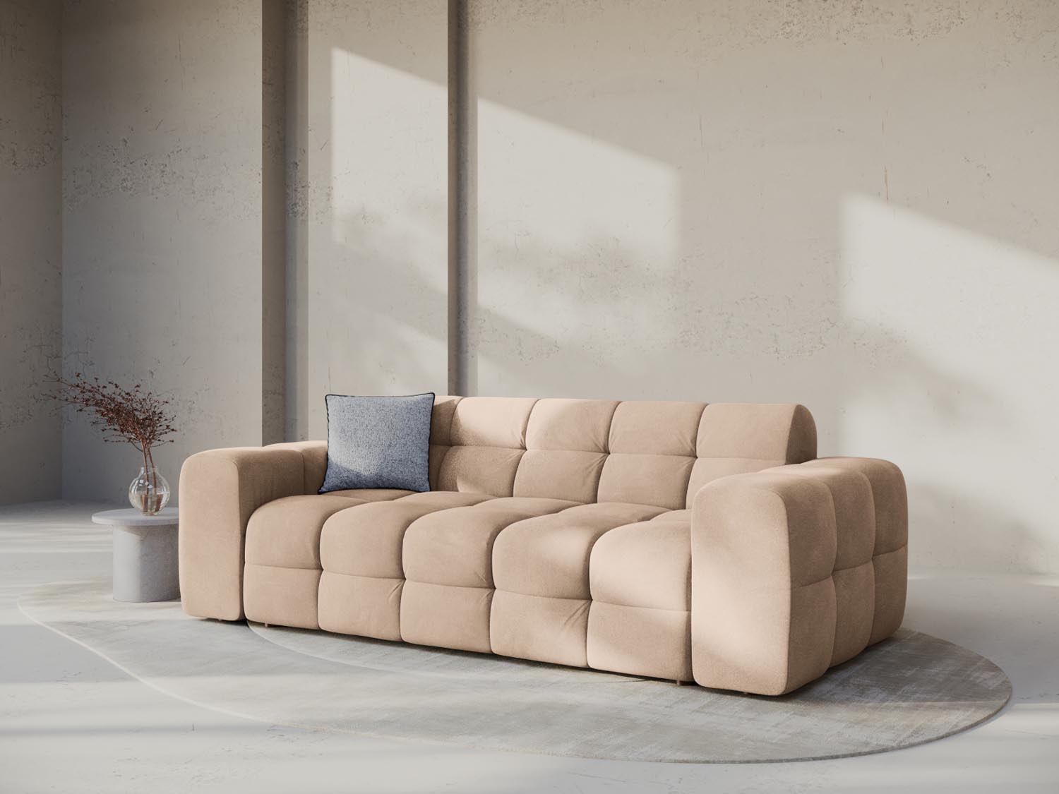 Kendal Velour Sofa 3 Sitzer in Almond Beige präsentiert im Onlineshop von KAQTU Design AG. 3er Sofa ist von Micadoni