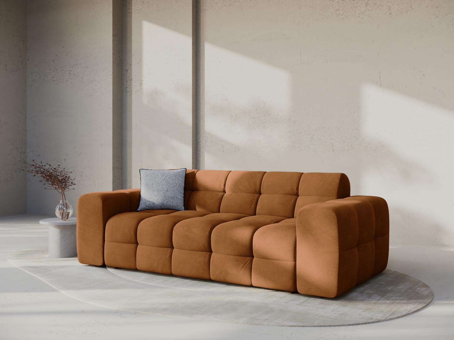 Kendal Velour Sofa 3 Sitzer in Camel präsentiert im Onlineshop von KAQTU Design AG. 3er Sofa ist von Micadoni