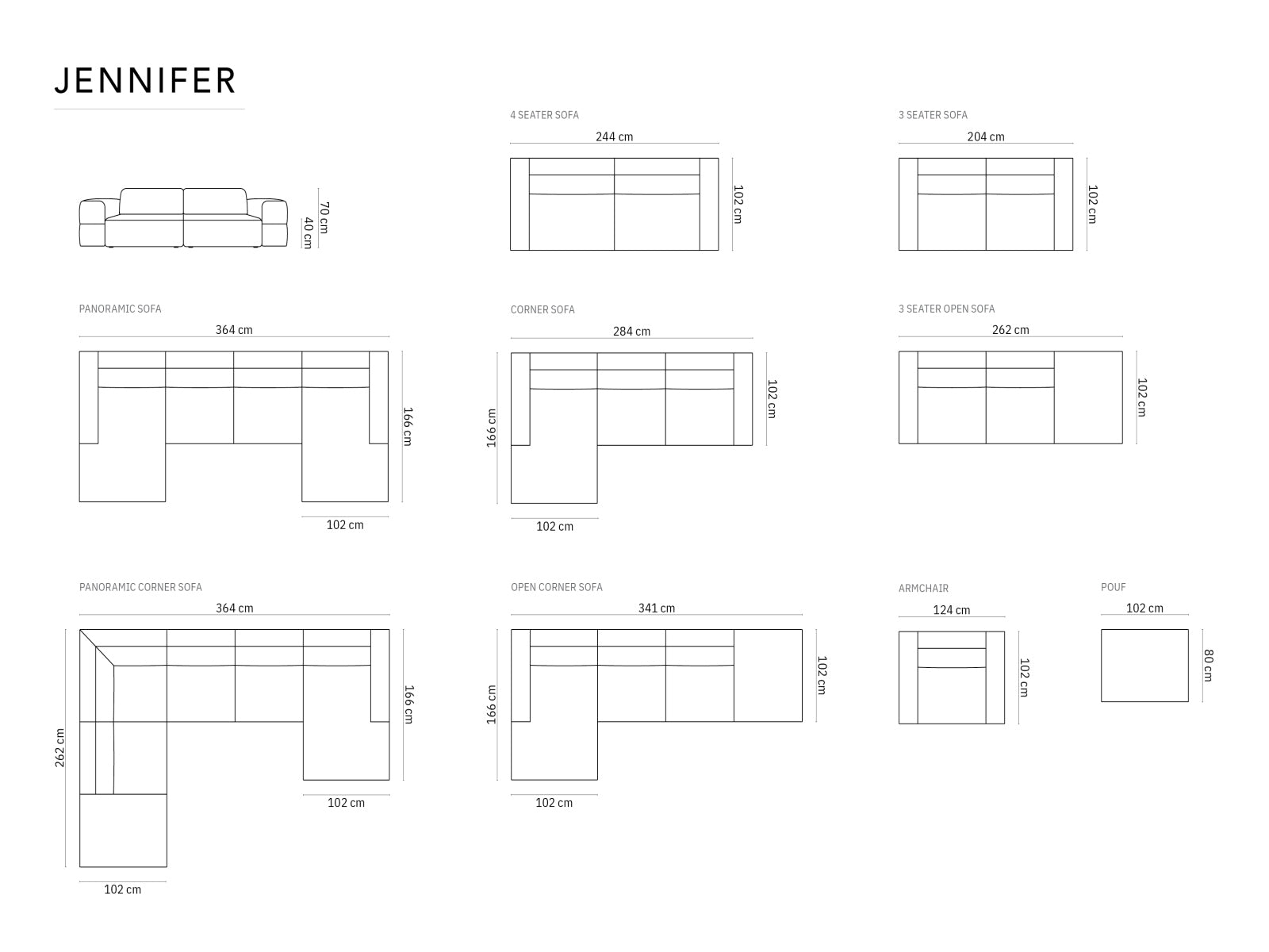 Jennifer Sofa 3 Sitzer in Light Beige präsentiert im Onlineshop von KAQTU Design AG. Sofa ist von Micadoni