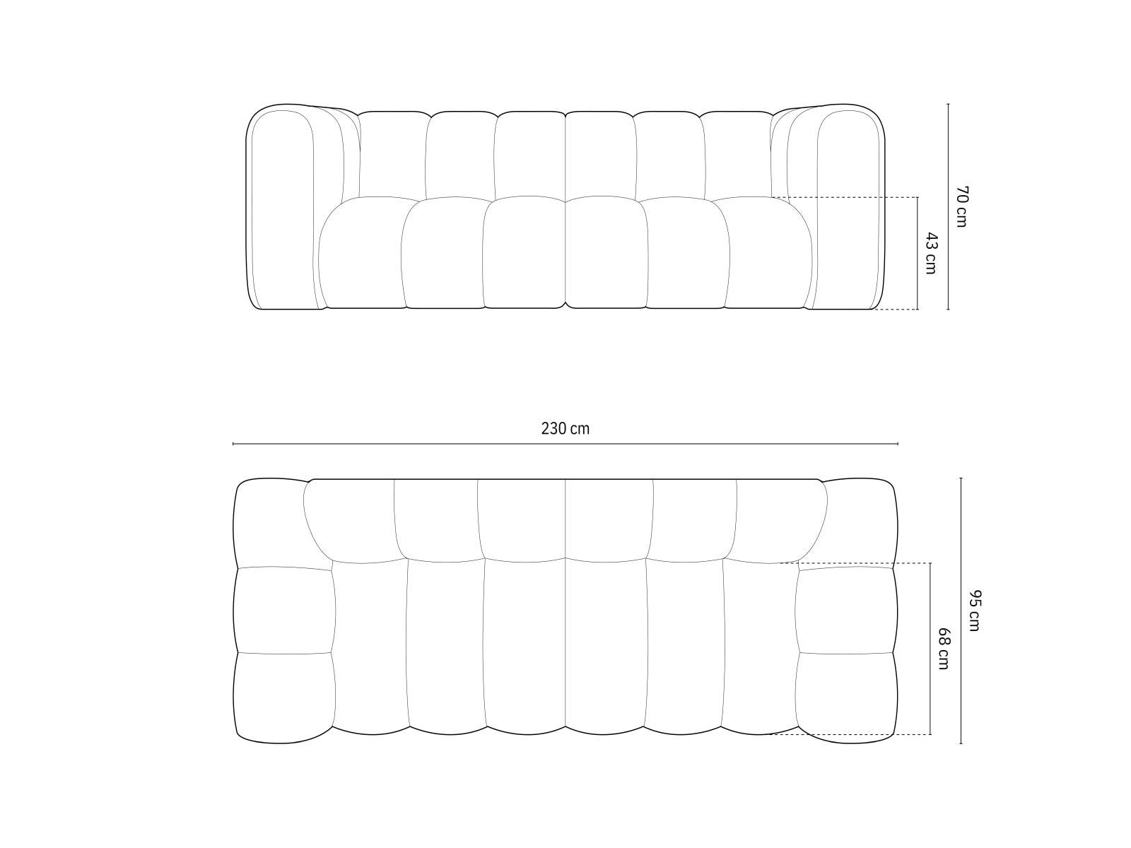 Lupine Sofa 3 Sitzer in Black präsentiert im Onlineshop von KAQTU Design AG. 3er Sofa ist von Micadoni