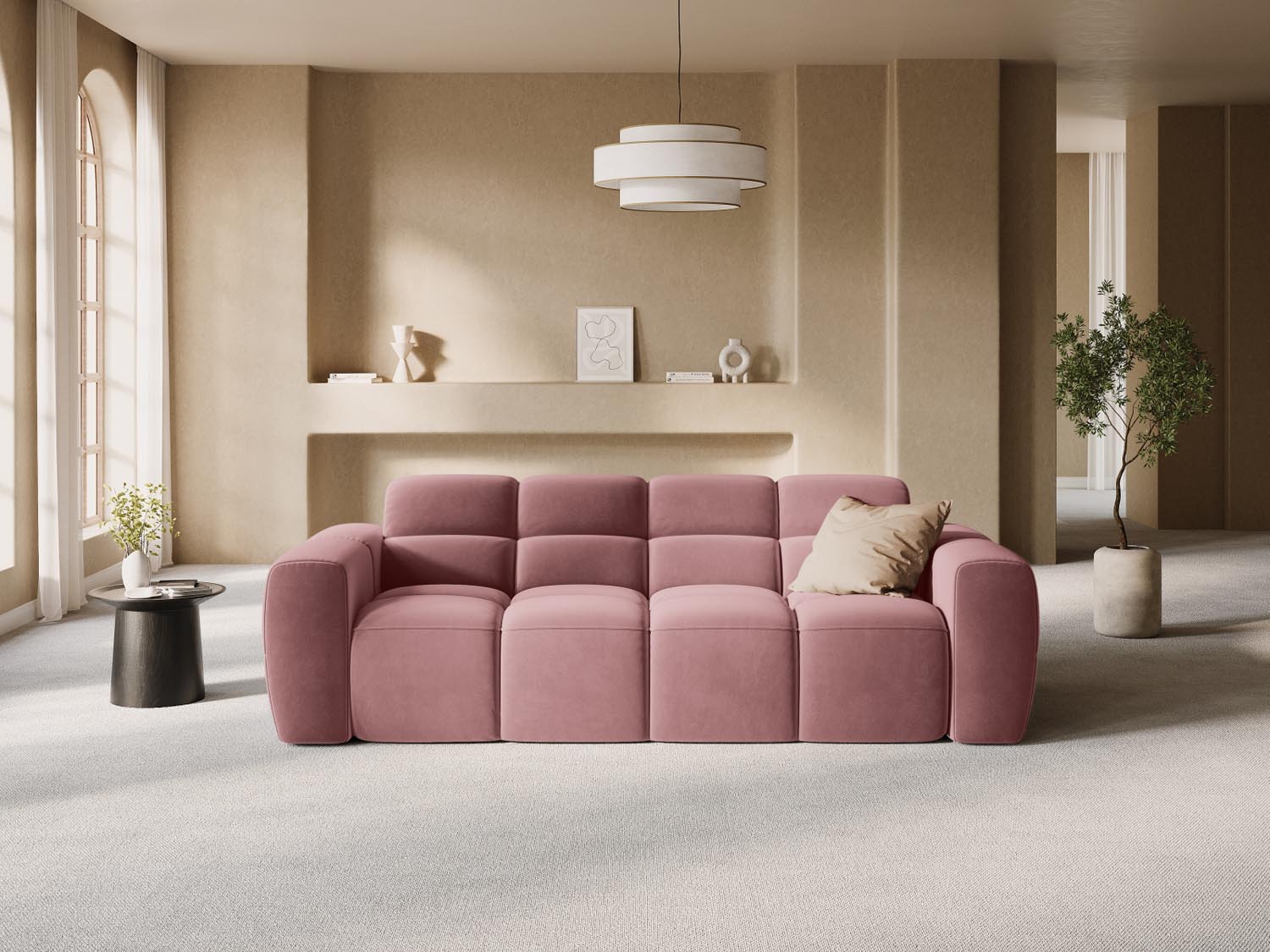 Lisa Velour Sofa 3 Sitzer in Flamingo präsentiert im Onlineshop von KAQTU Design AG. 3er Sofa ist von Micadoni