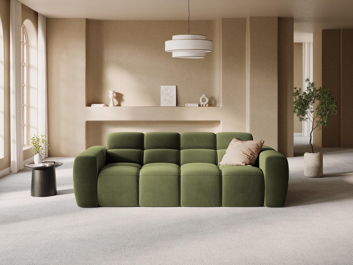 Lisa Velour Sofa 3 Sitzer in Light Green präsentiert im Onlineshop von KAQTU Design AG. 3er Sofa ist von Micadoni