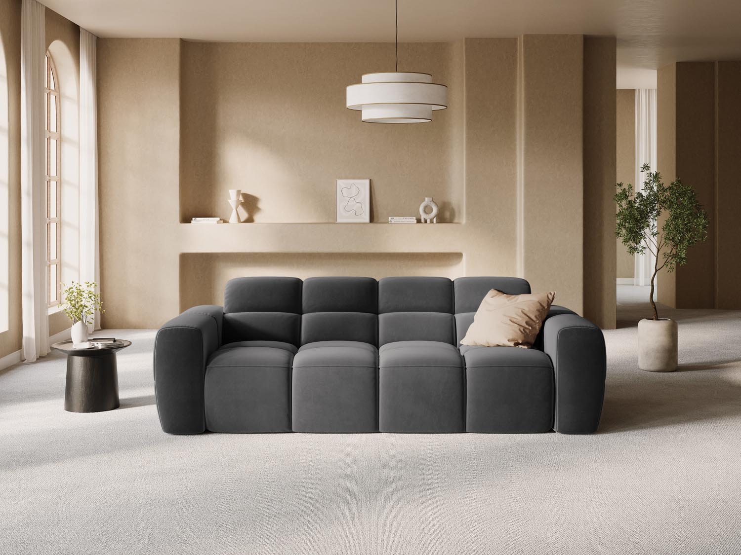 Lisa Velour Sofa 3 Sitzer in Dark Grey präsentiert im Onlineshop von KAQTU Design AG. 3er Sofa ist von Micadoni