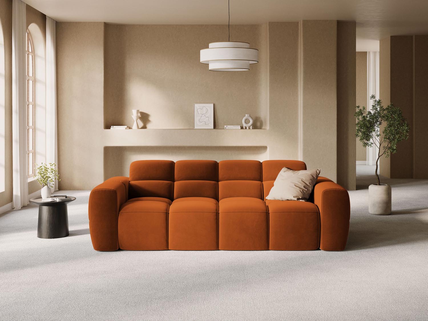 Lisa Velour Sofa 3 Sitzer in Terracotta präsentiert im Onlineshop von KAQTU Design AG. 3er Sofa ist von Micadoni