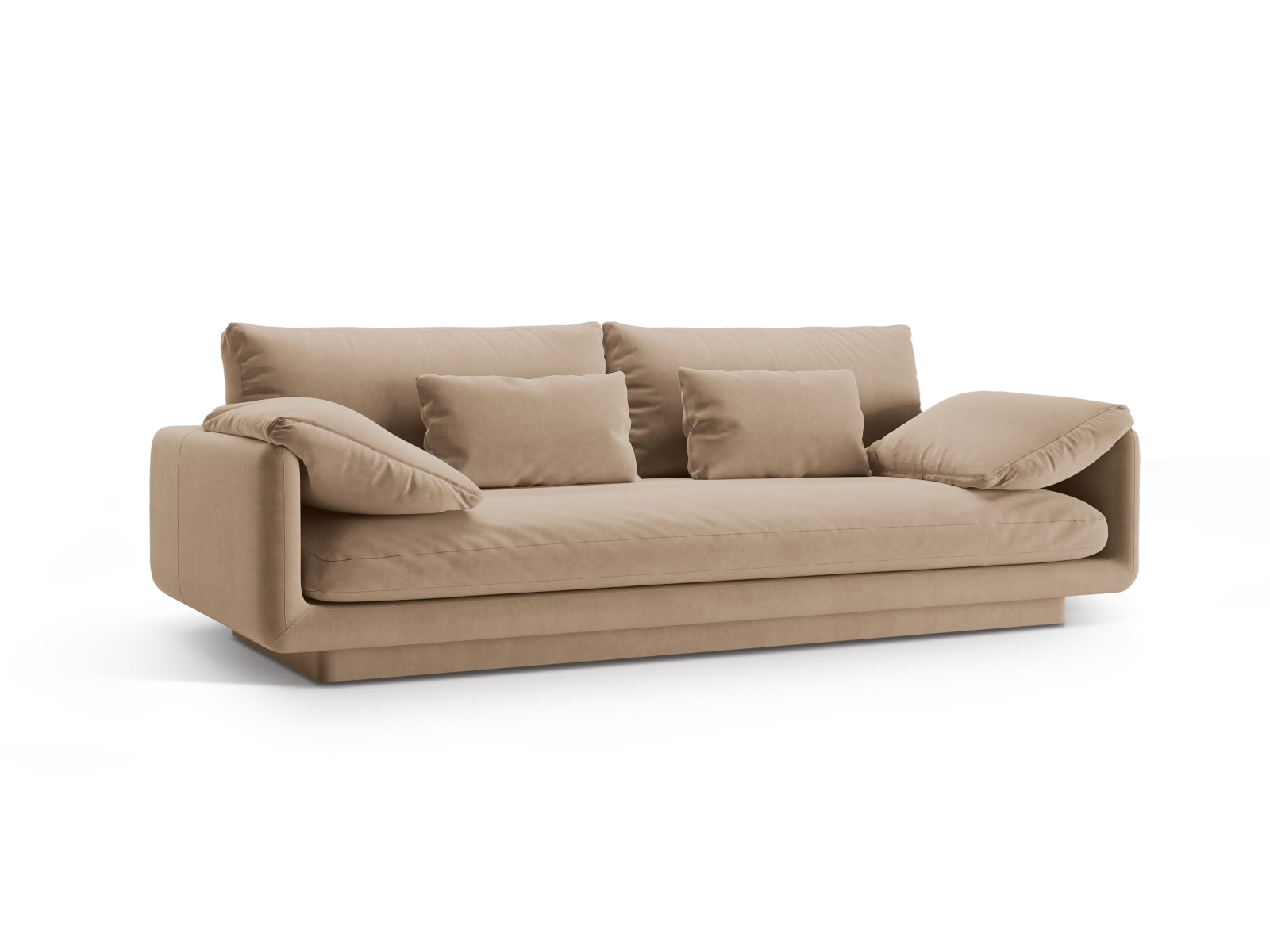 Elegantes Torino Velour Sofa in Sand-Casino, 3-Sitzer von Micadoni, ideal für stilvolle Wohnräume und gemütliche Abende.