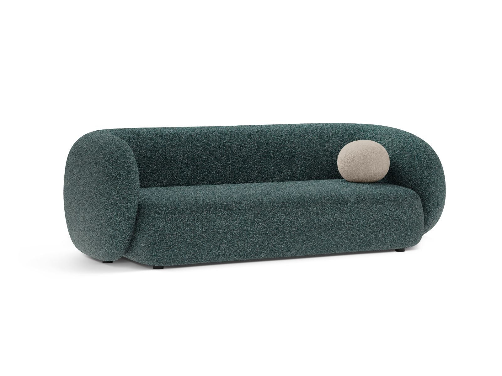Elegantes 3-Sitzer Sofa Kate in grün-blauem Melange-Stoff, ideal für stilvolle Wohnräume, erhältlich bei KAQTU Design AG.