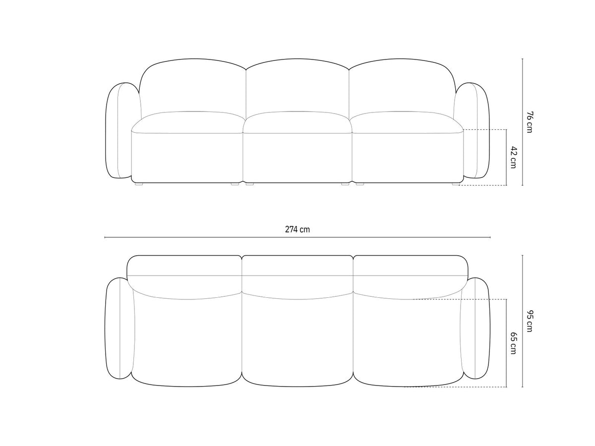 3-Sitzer Sofa Blair in Dark Grey-Eden präsentiert im Onlineshop von KAQTU Design AG. 3er Sofa ist von Micadoni