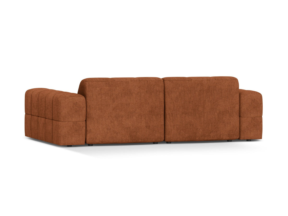 Beige gepolstertes 3er Sofa Jennifer von Micadoni mit schwarzen Kunststoffbeinen und leicht geneigter Rückenlehne, Stoffbezug Bluvel.