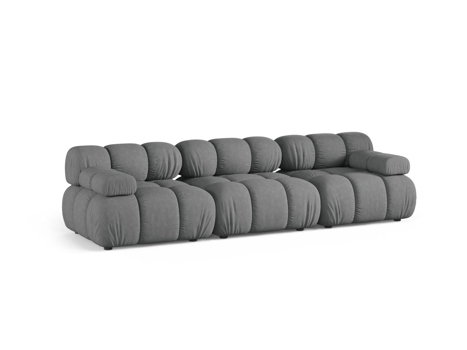 Elegantes 3-Sitzer Sofa Bellis in Grau, modular und stilvoll, ideal für moderne Wohnräume, erhältlich bei KAQTU Design AG.