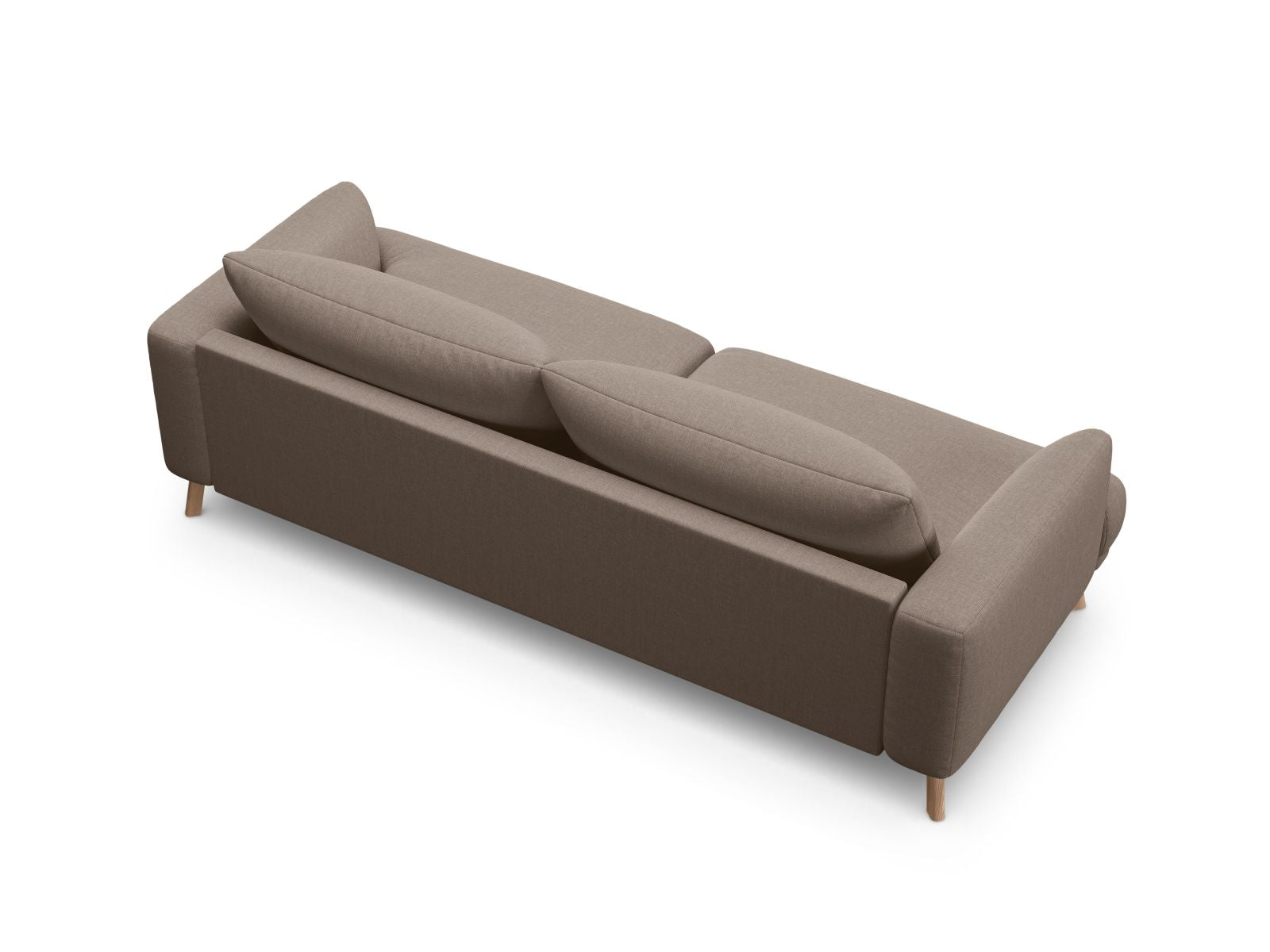 Elegantes 3-Sitzer Sofa Naomi in warmem Cappuccino-Liberty, ideal für stilvolle Wohnräume und entspannte Stunden.
