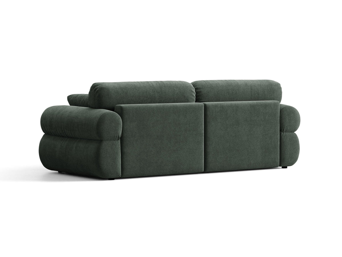 3er Sofa Ophelia von Micadoni in Beige mit Liberty Stoffbezug, niedriger Rückenlehne und schwarzen Kunststoffbeinen, modulare Bauweise sichtbar.