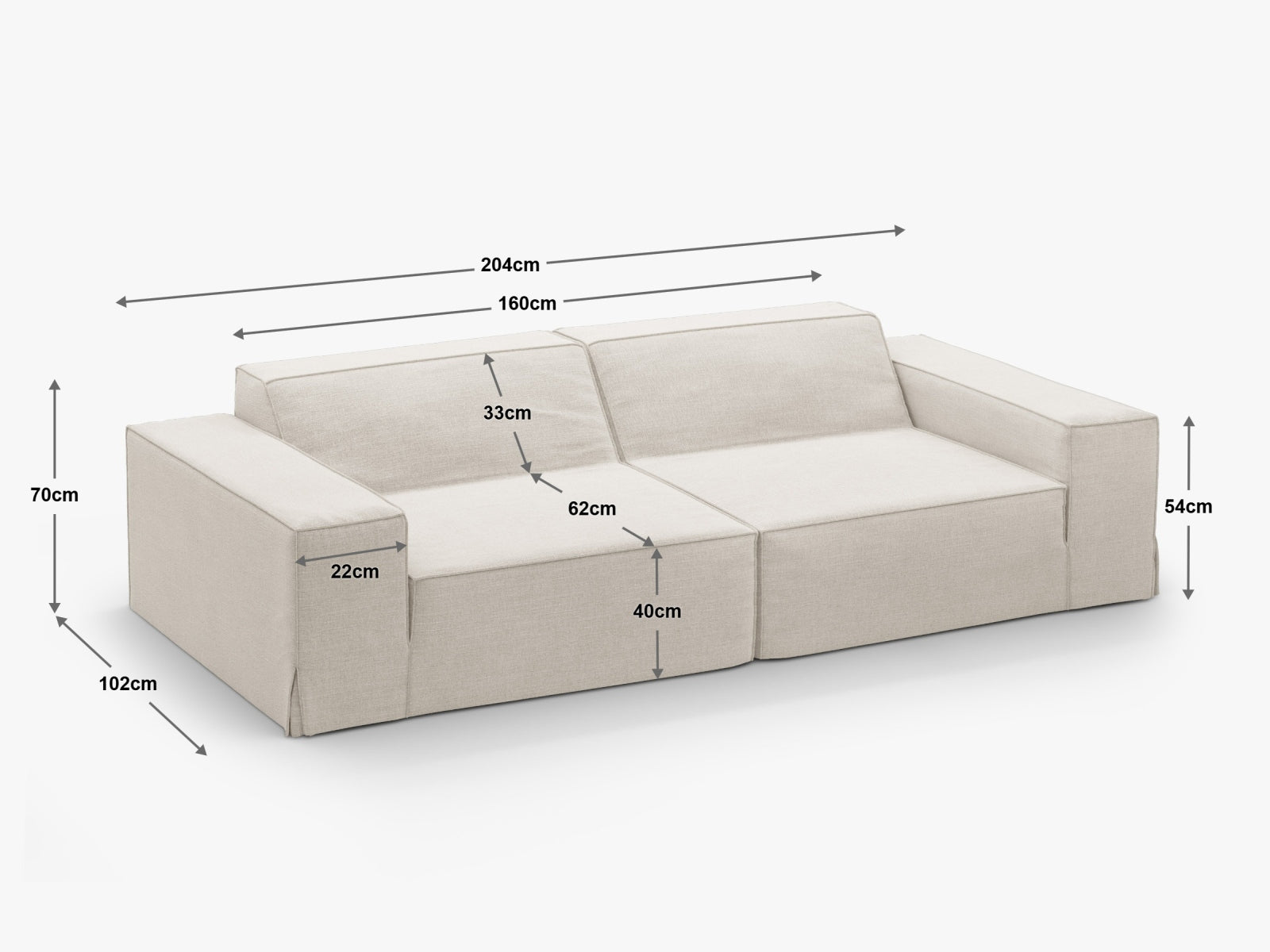 Jodie Modular Sofa 3 Sitzer in Muted Blue präsentiert im Onlineshop von KAQTU Design AG. Modulares Sofa ist von Micadoni
