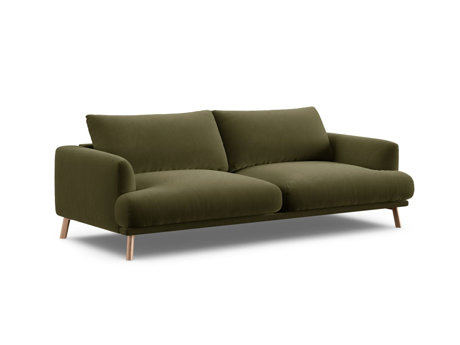 Elegantes 3-Sitzer Sofa Naomi in einem stilvollen Grünton, ideal für moderne Wohnräume und gemütliche Abende.