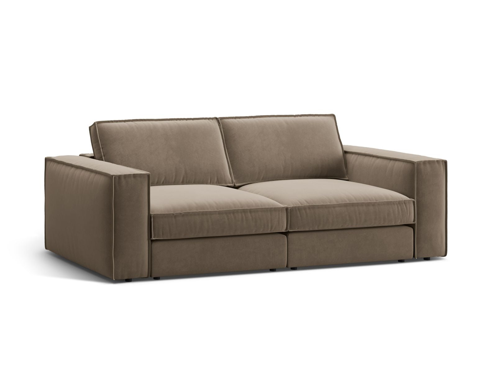 Elegantes 3-Sitzer Sofa Pola in Grau-Braun, ideal für moderne Wohnräume, bietet Komfort und Stil für entspannte Stunden.