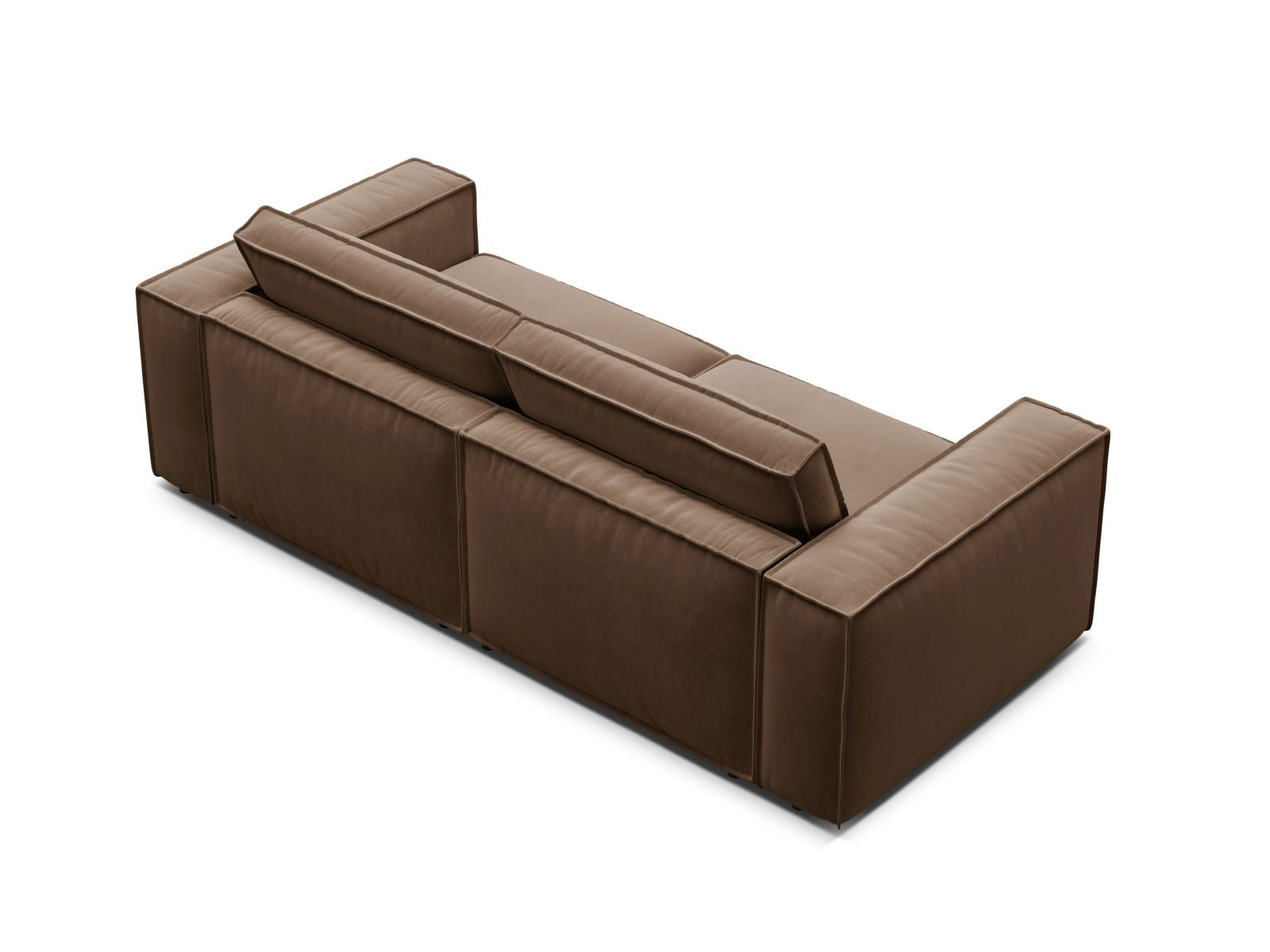Elegantes 3-Sitzer Sofa Pola in warmem Braun, ideal für moderne Wohnkonzepte, erhältlich bei Micadoni im KAQTU Onlineshop.