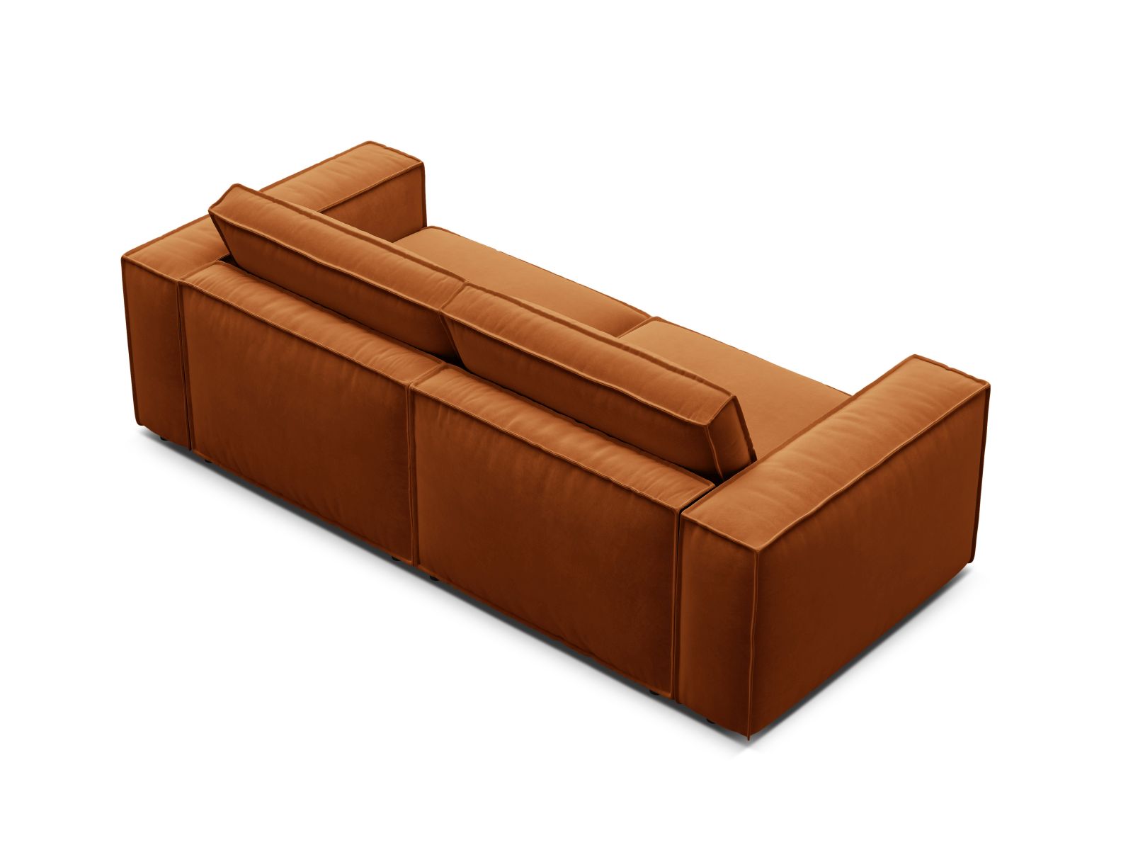 Elegantes 3-Sitzer Sofa Pola in warmem Terracotta, ideal für stilvolle Wohnräume und vielseitige Einrichtungsmöglichkeiten.