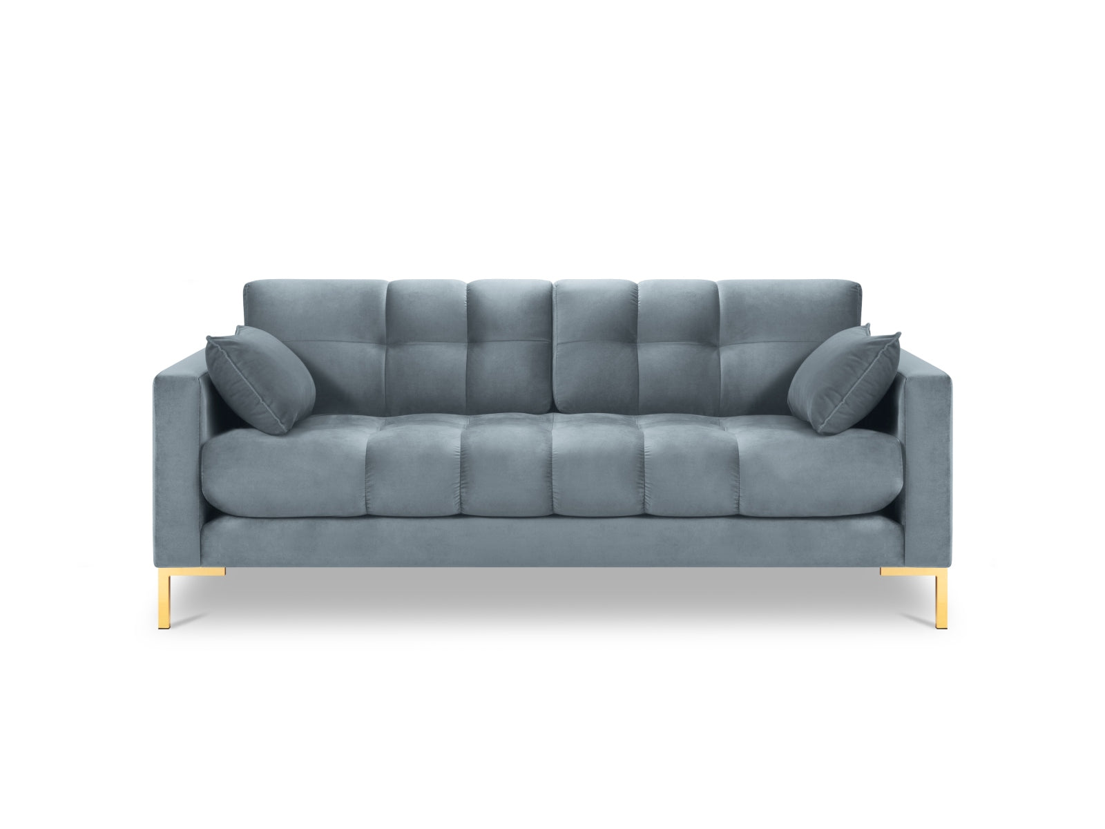 Mamaia Velour Sofa 3 Sitzer in Light Blue/Gold präsentiert im Onlineshop von KAQTU Design AG. 3er Sofa ist von Micadoni