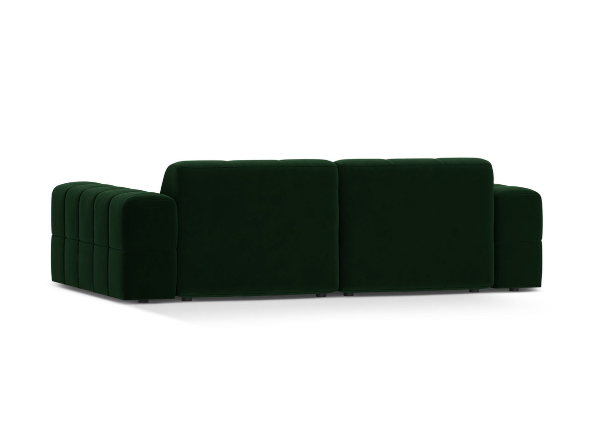 Beige gepolstertes 3er Sofa Jennifer von Micadoni mit schwarzen Kunststoffbeinen und leicht geneigter Rückenlehne, Stoffbezug Bluvel.