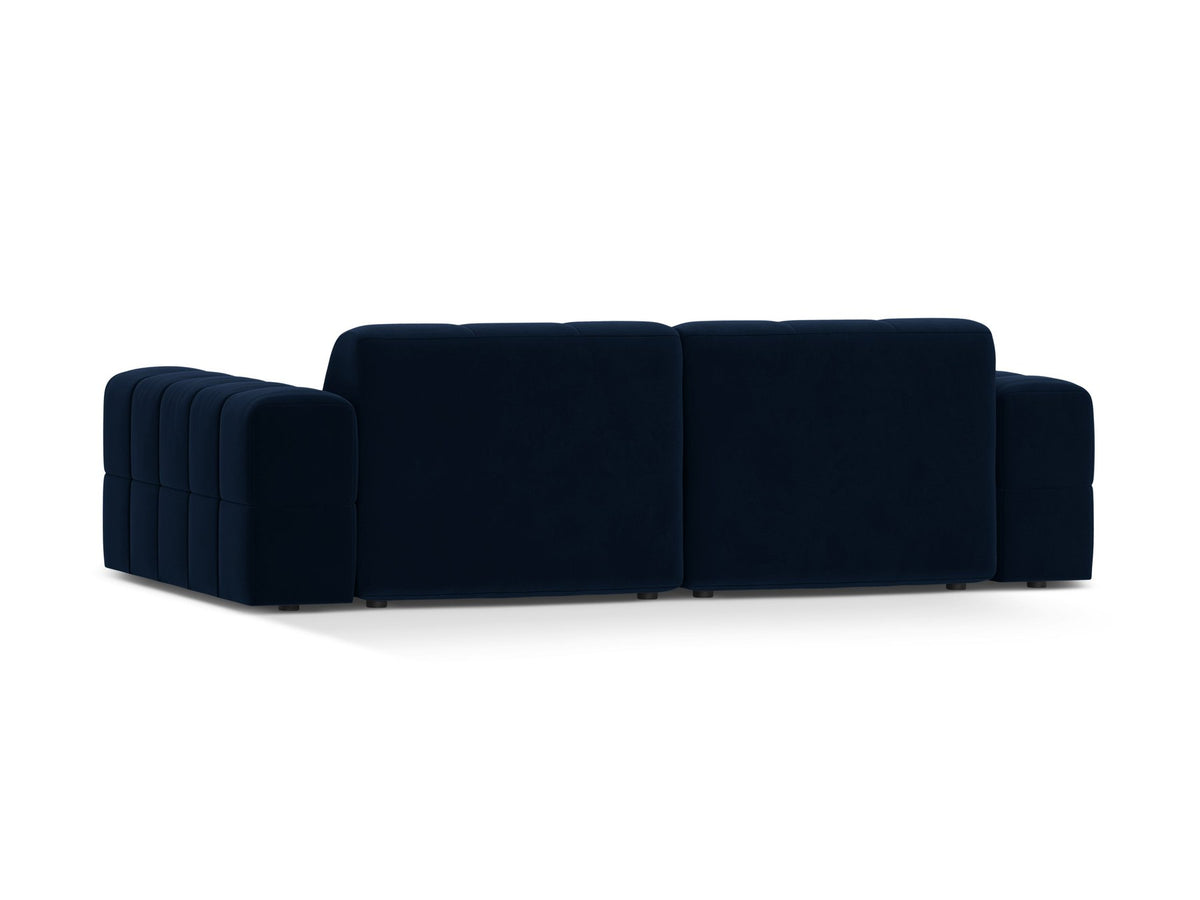 Beige gepolstertes 3er Sofa Jennifer von Micadoni mit schwarzen Kunststoffbeinen und leicht geneigter Rückenlehne, Stoffbezug Bluvel.