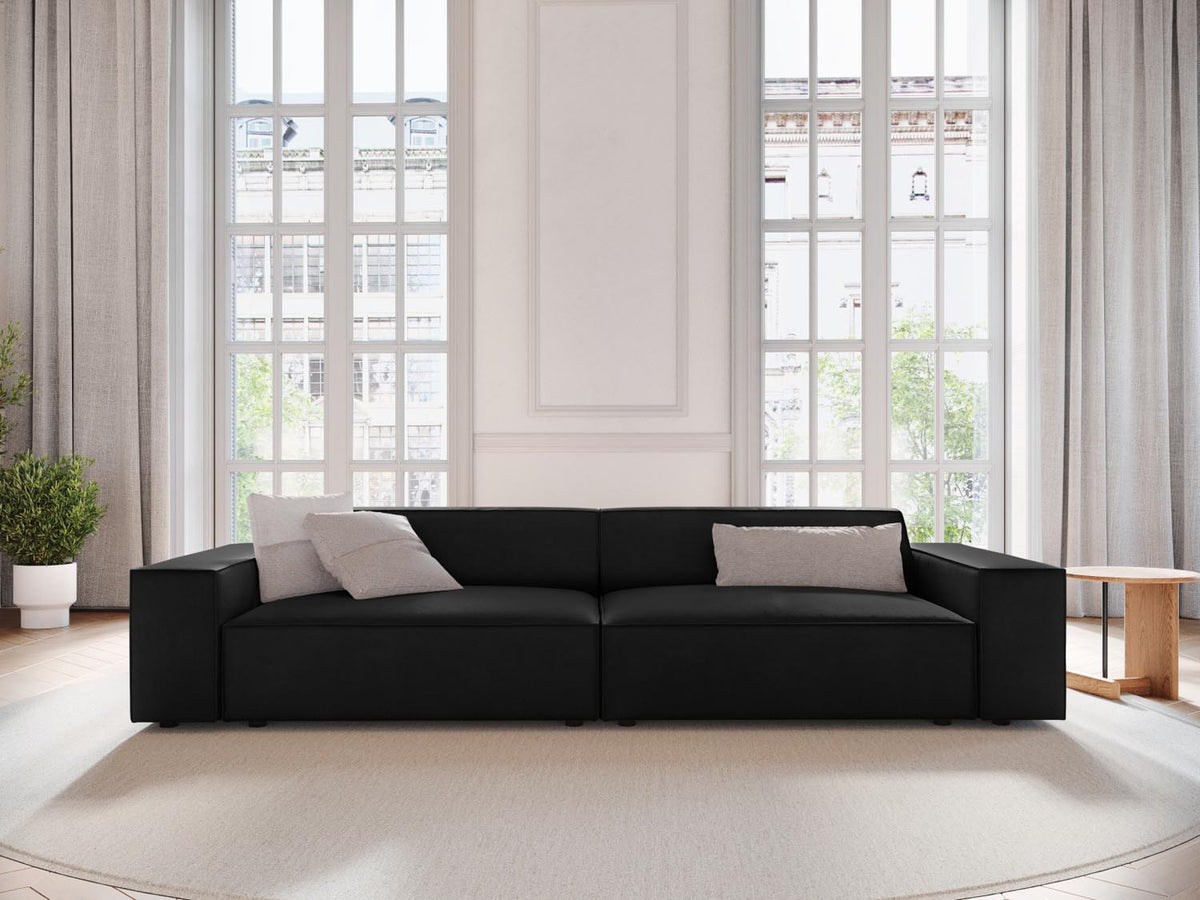 Jodie Velour modulares Sofa 3 Sitzer in Black-Bluvel präsentiert im Onlineshop von KAQTU Design AG. 3er Sofa ist von Micadoni