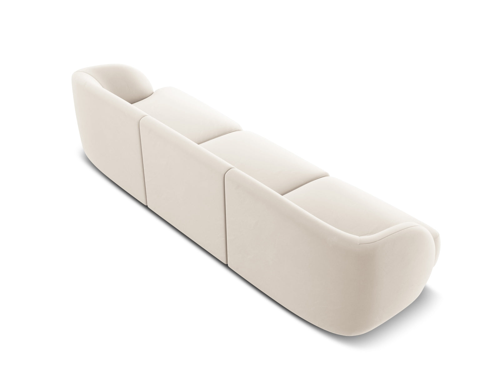 Elegantes 3-Sitzer-Sofa Miley aus weichem Velours in sanftem Beige, ideal für stilvolle Wohnräume und gemütliche Abende.