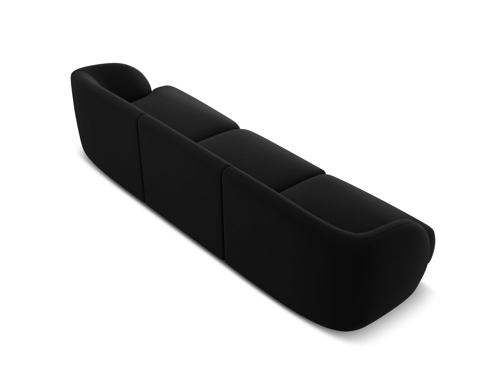 Elegantes 3-Sitzer Sofa Miley aus weichem Velours in tiefem Schwarz-Bluvel, ideal für moderne und komfortable Wohnräume.